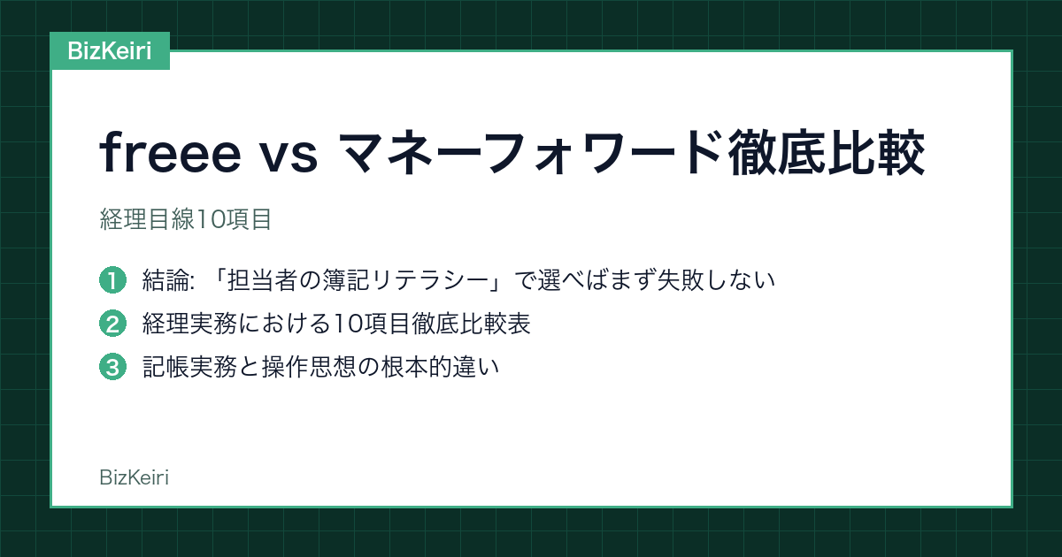 freee vs マネーフォワード徹底比較｜経理目線10項目