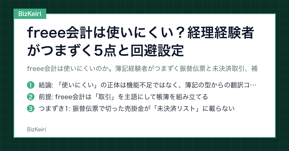 freee会計は使いにくい？経理経験者がつまずく5点と回避設定